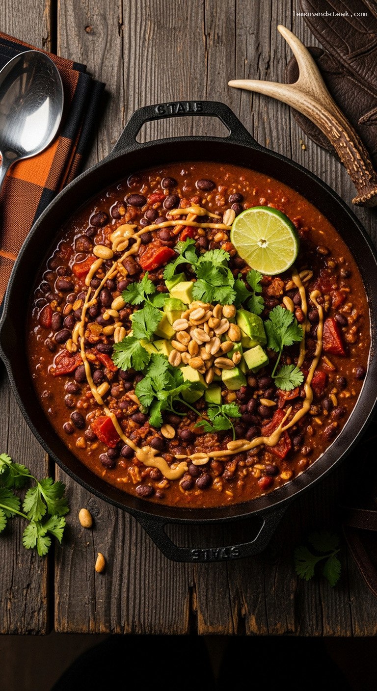 Smoky Peanut Butter Black Bean Chili