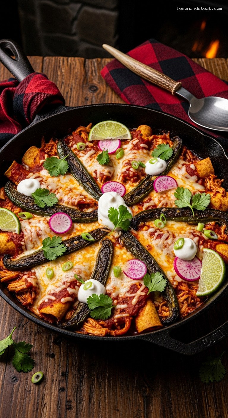 Smoky Poblano Chicken Enchilada Skillet