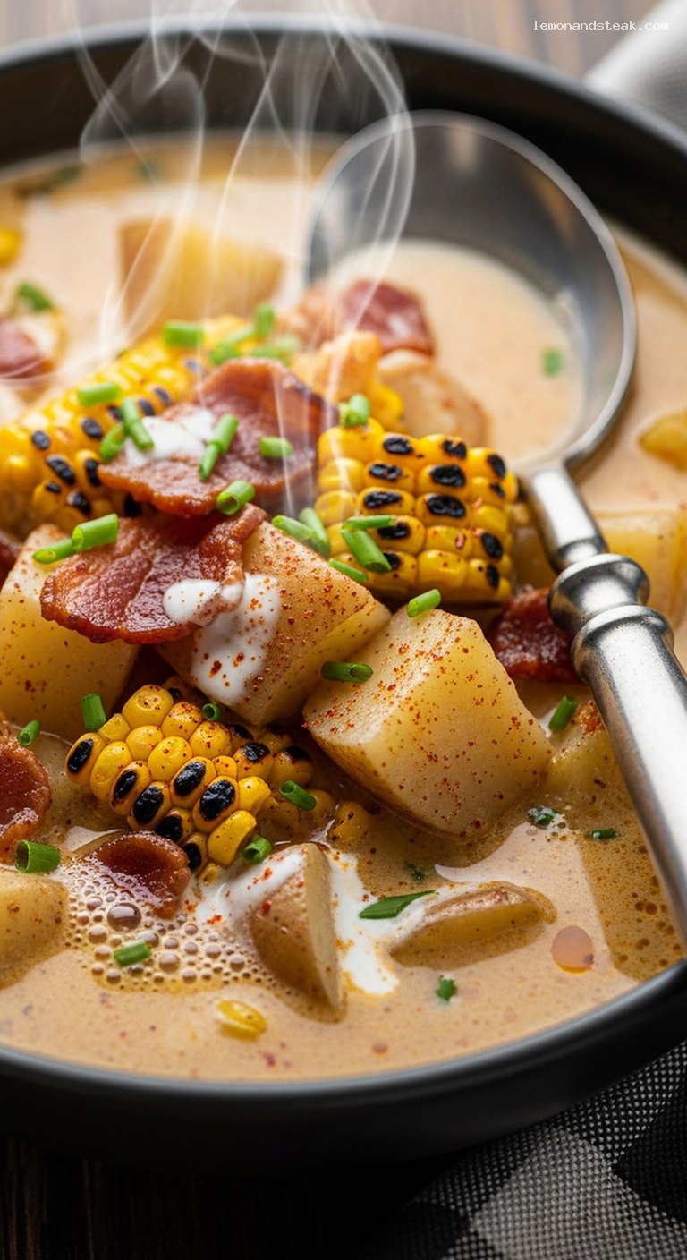 Smoky Potato and Charred Corn Chowder – Closeup