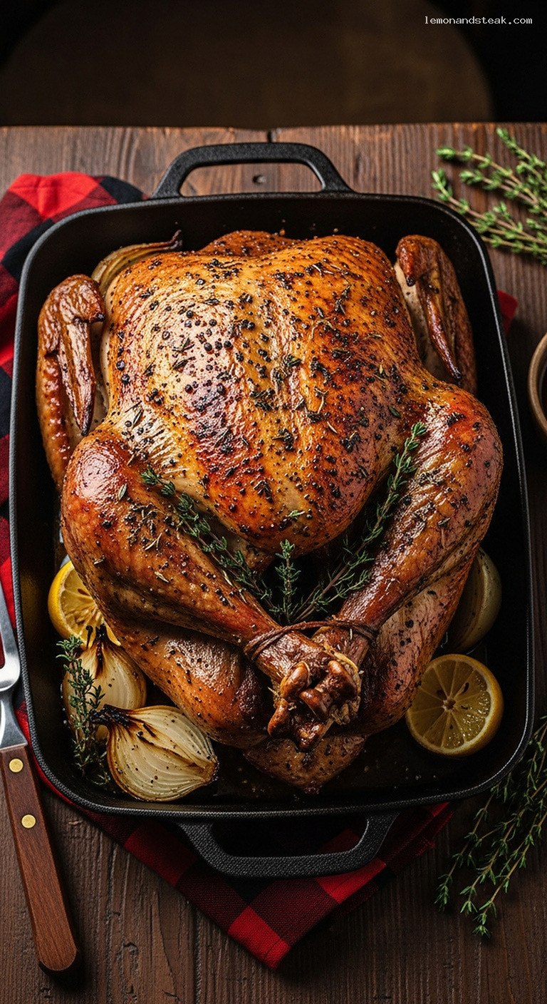 Smoky Roasted Garlic and Thyme Butter-Rubbed Turkey