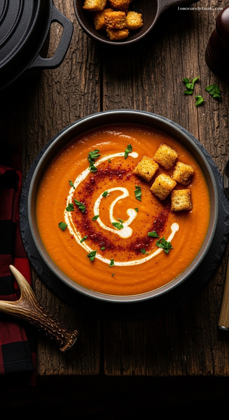 Smoky Roasted Red Pepper and Potato Soup