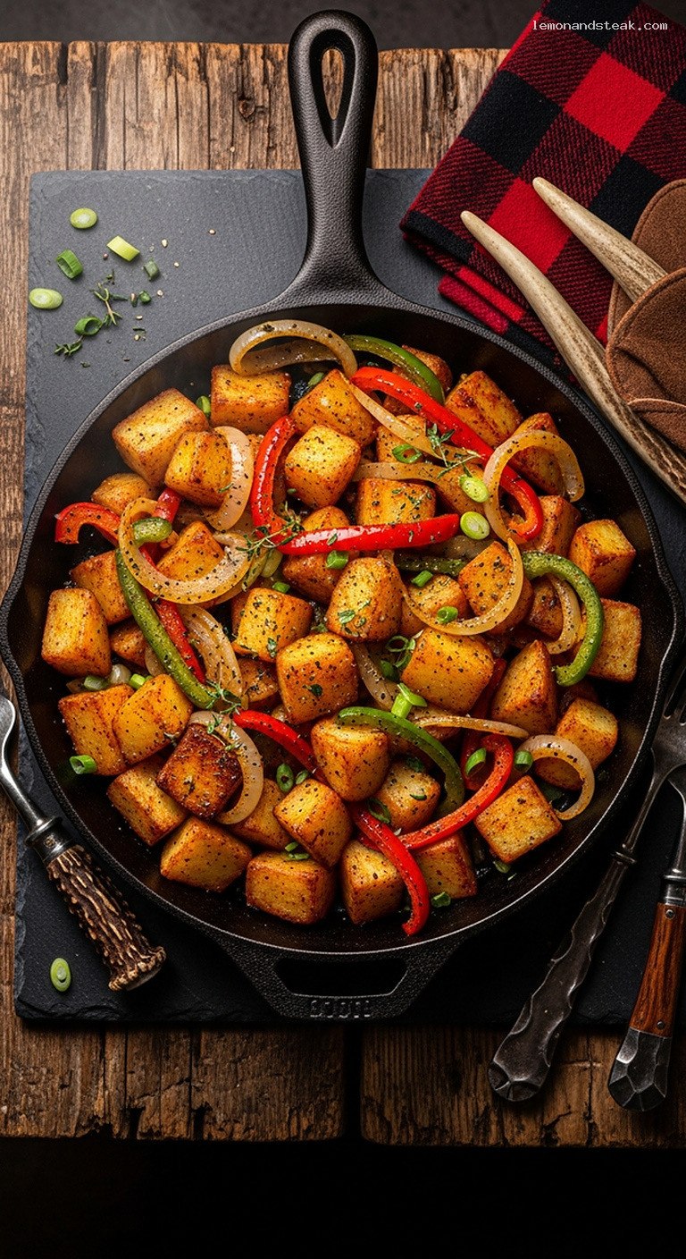 Smoky Skillet Country Potatoes With Peppers and Onions