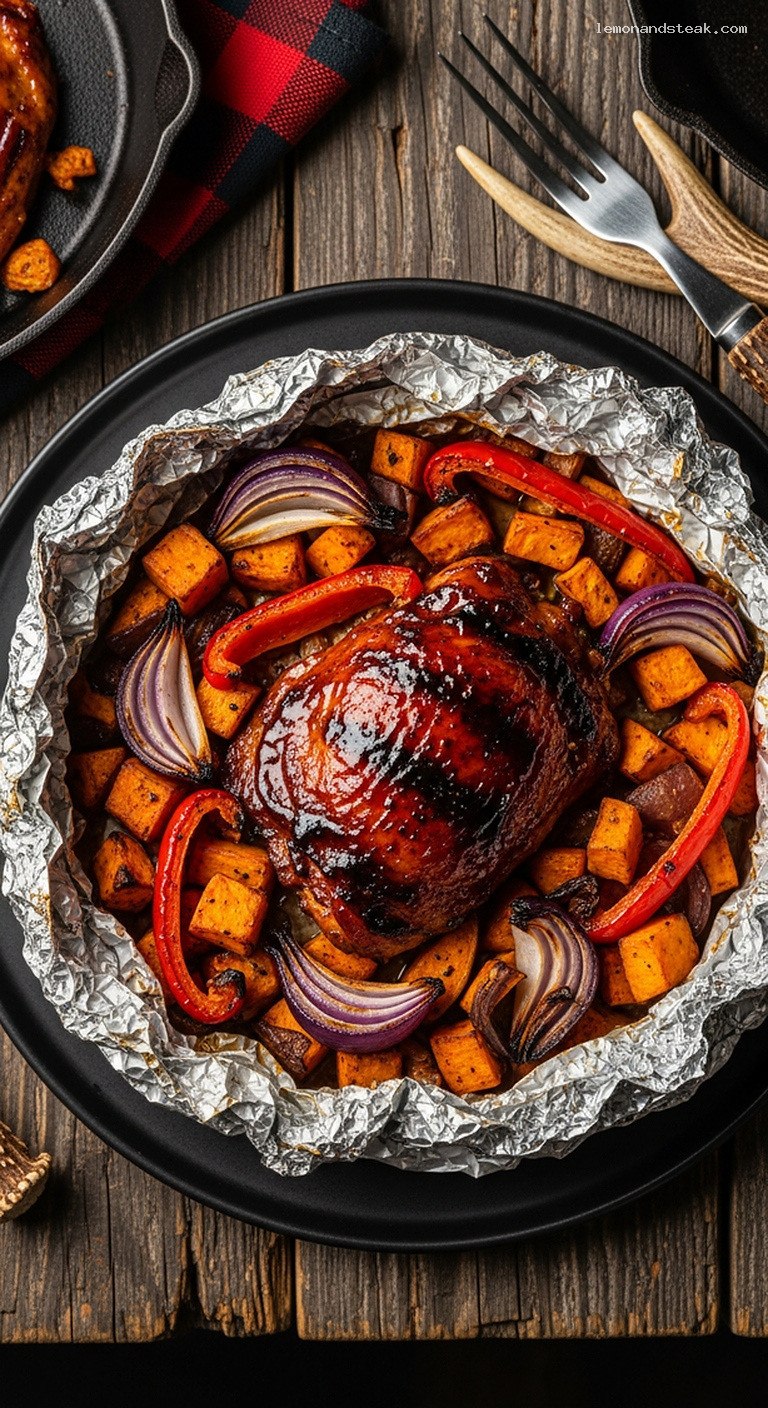 Smoky-Sweet BBQ Chicken and Sweet Potato Foil Packets