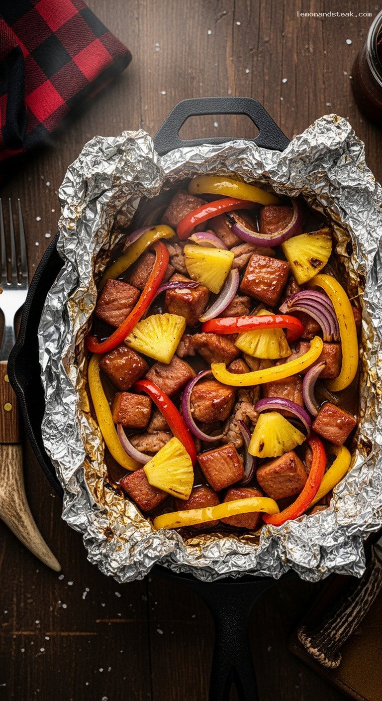 Smoky Sweet Ham, Pineapple, and Pepper Foil Packets