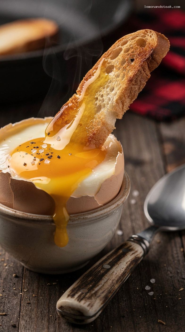 Soft-Boiled Eggs With Buttered Toast Soldiers – Closeup