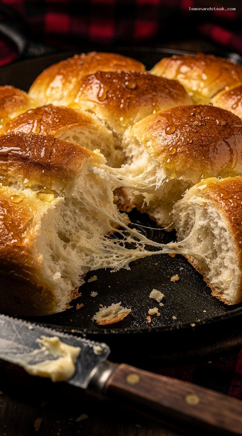 Soft Buttery Pull-Apart Dinner Rolls with Milk and Eggs – Closeup