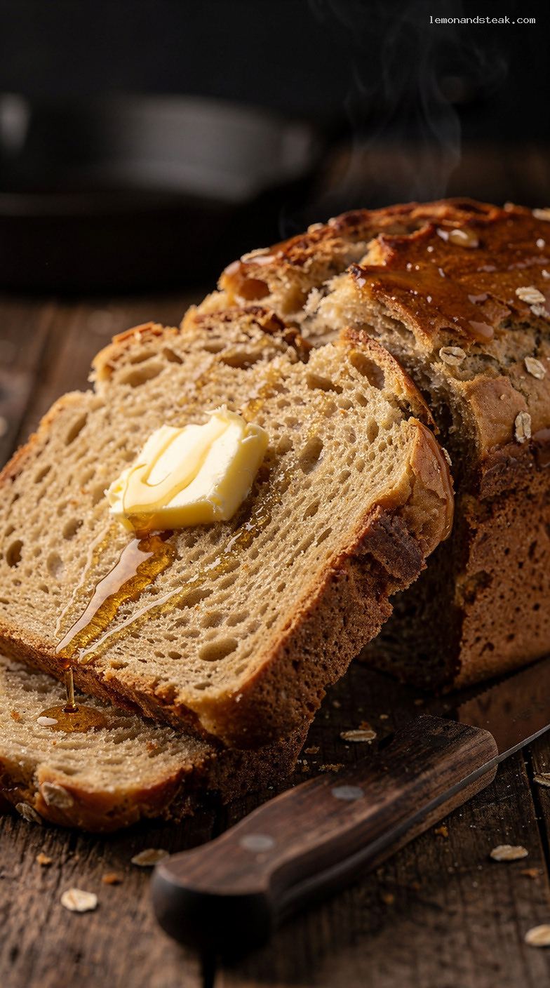 Soft Maple Oatmeal Bread with Cooked Oats – Closeup