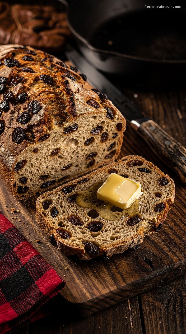 Soft Raisin Bread Loaf for Toasting and Butter