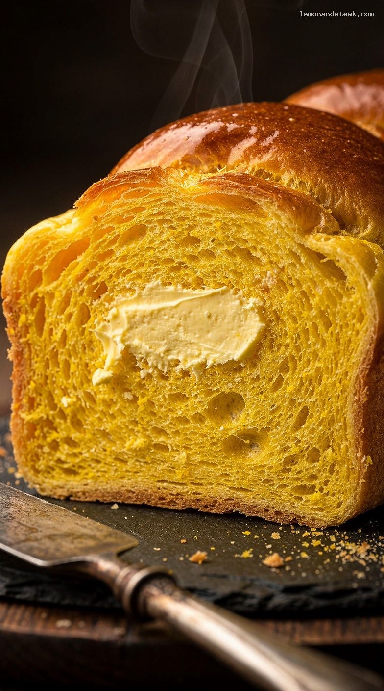 Soft Saffron Milk Bread With Delicate Floral Aroma – Closeup