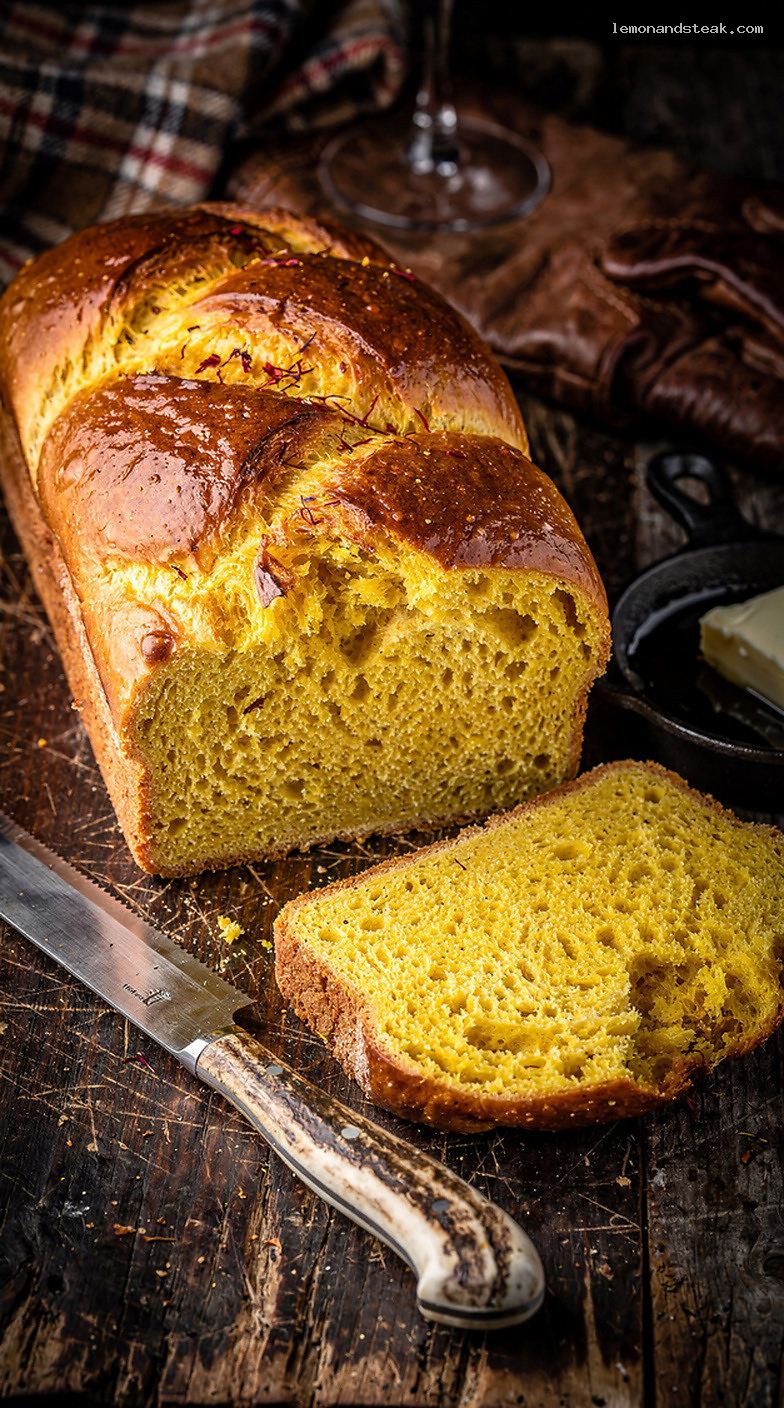 Soft Saffron Milk Bread With Delicate Floral Aroma