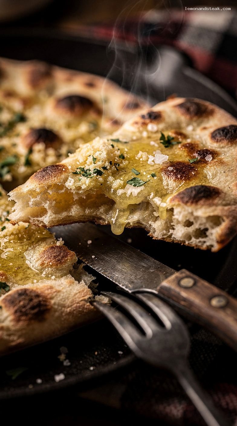 Soft Skillet Flatbread With Yeast or Yogurt – Closeup