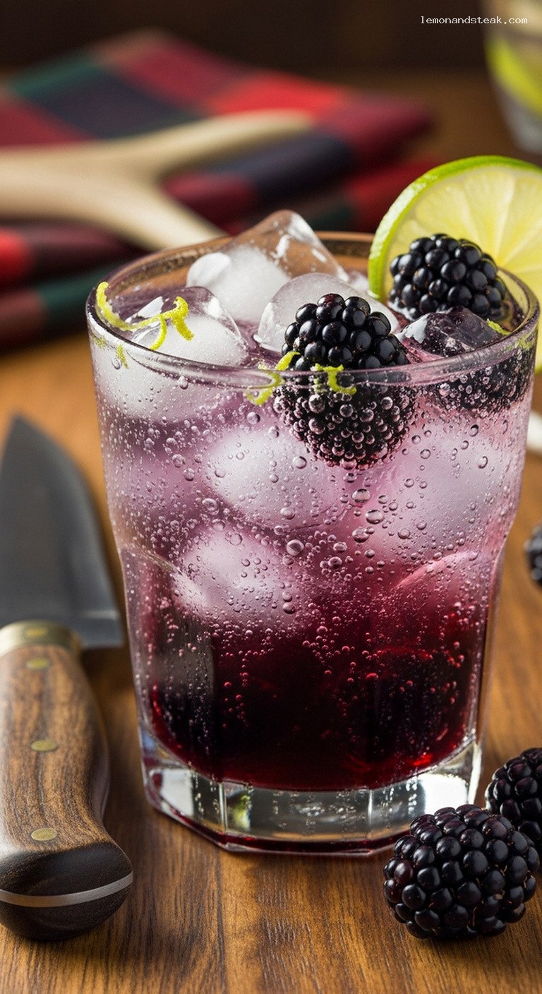 Sparkling Blackberry Lime Spritz Soda – Closeup