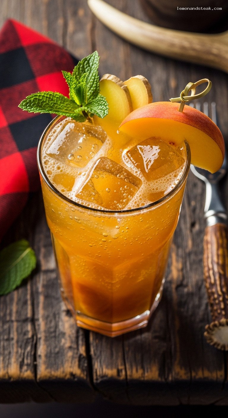 Sparkling Peach Ginger Iced Tea Refresher