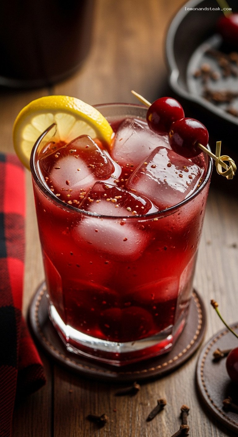 Spiced Cherry Iced Tea with Lemon and Cloves