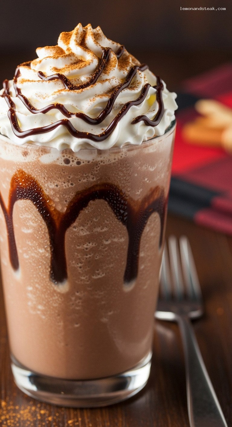 Spiced Mocha Cinnamon Iced Frappe – Closeup
