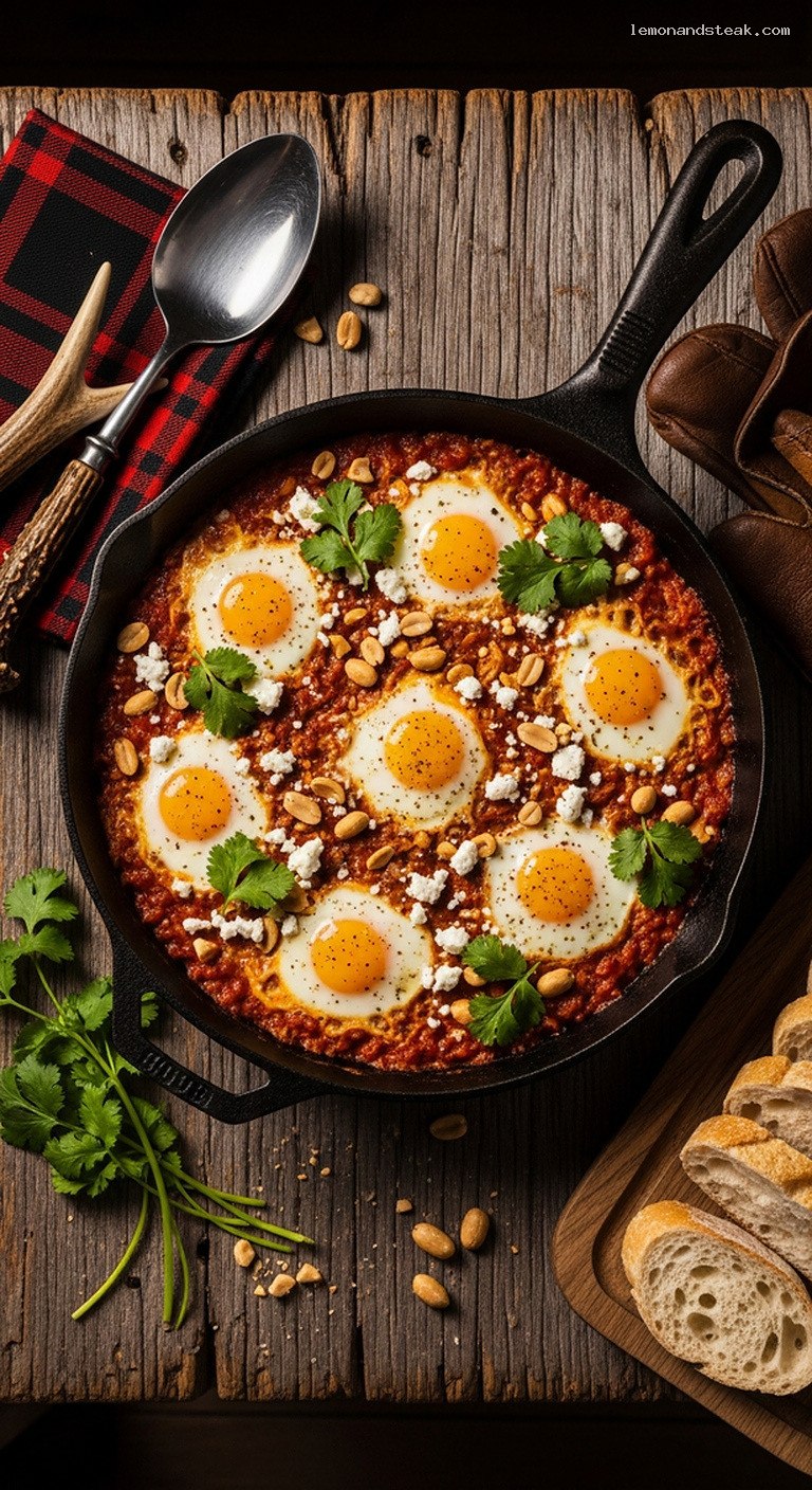 Spiced Peanut Butter Tomato Shakshuka With Poached Eggs