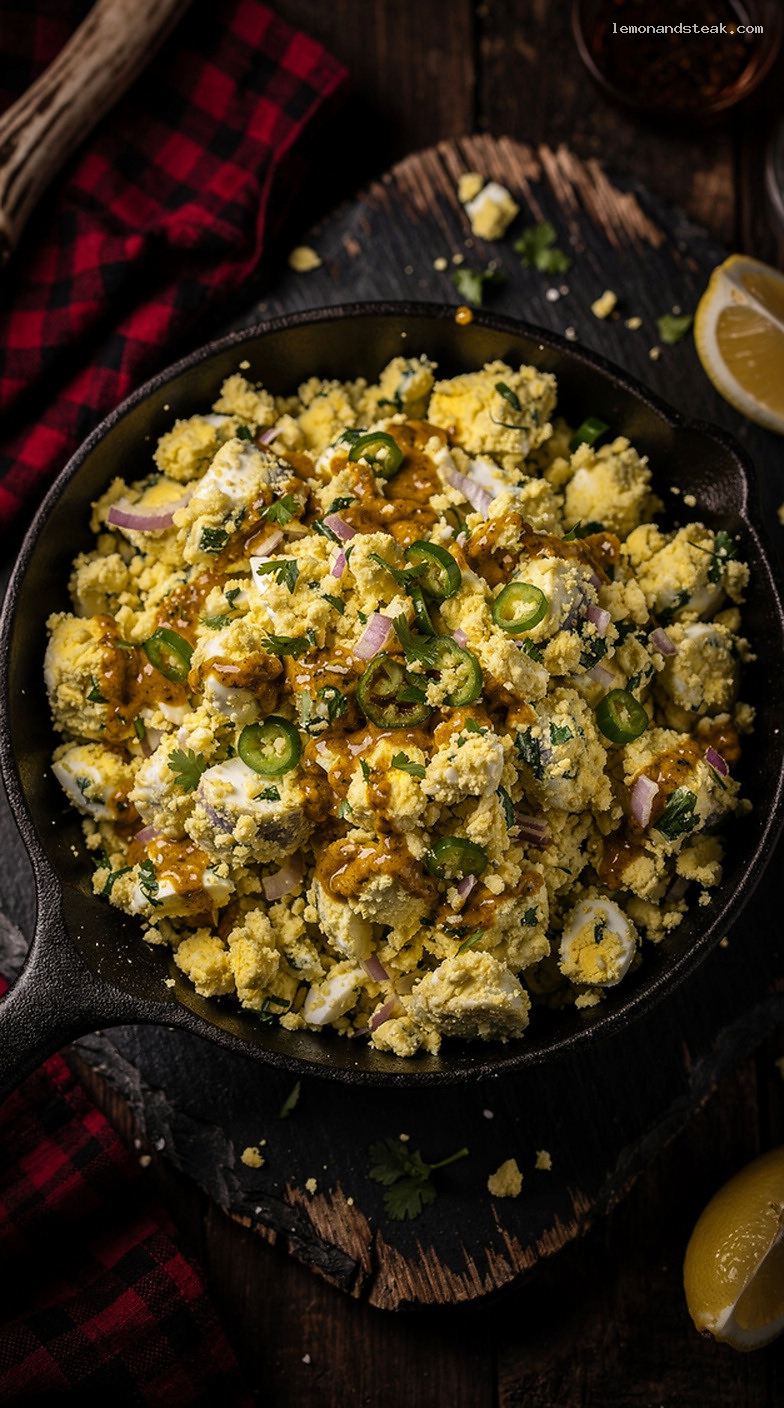 Spicy Egg Bhorta Mash With Onions, Chilies, and Mustard Oil