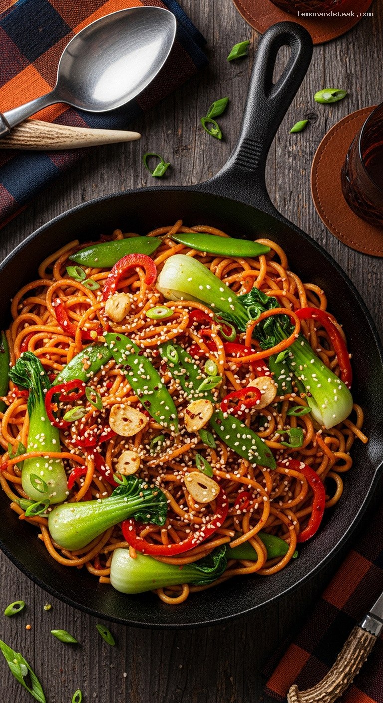 Spicy Garlic Chili Noodle Stir-Fry with Veggies