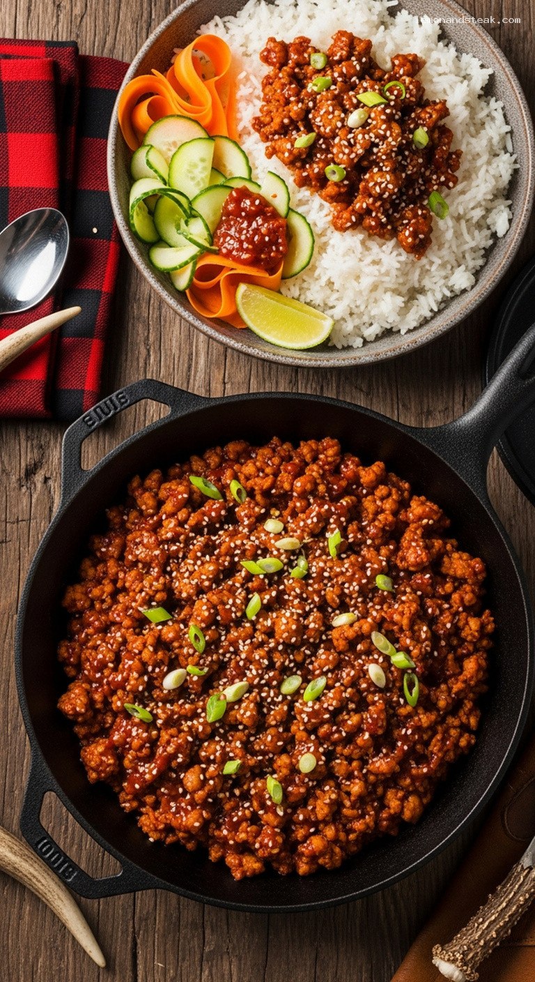 Spicy Ginger-Scallion Ground Turkey Rice Bowls