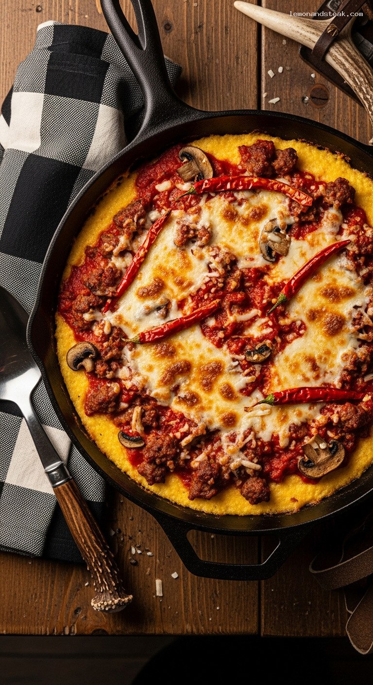 Spicy Italian Sausage and Mushroom Polenta Bake