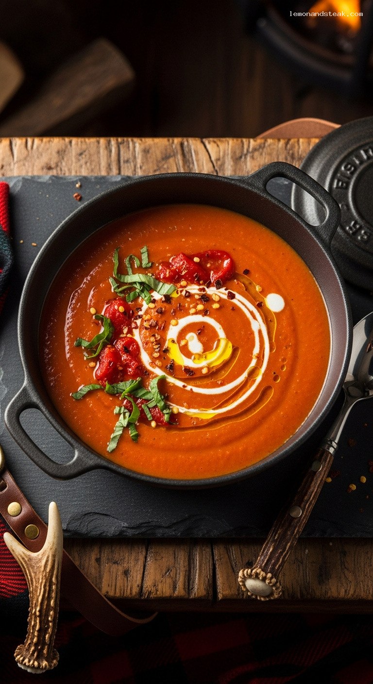 Spicy Roasted Tomato and Red Pepper Bisque
