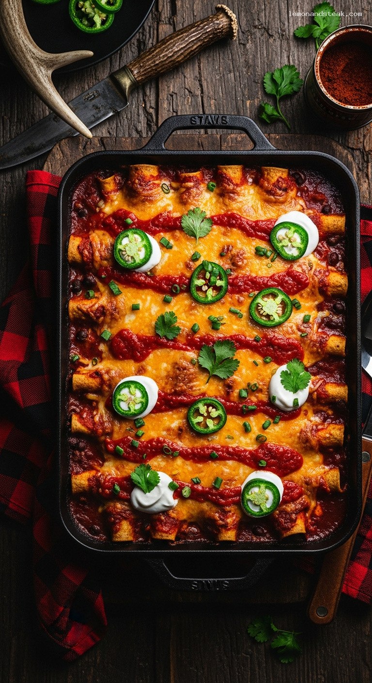 Spicy Tex-Mex Black Bean and Beef Enchilada Bake