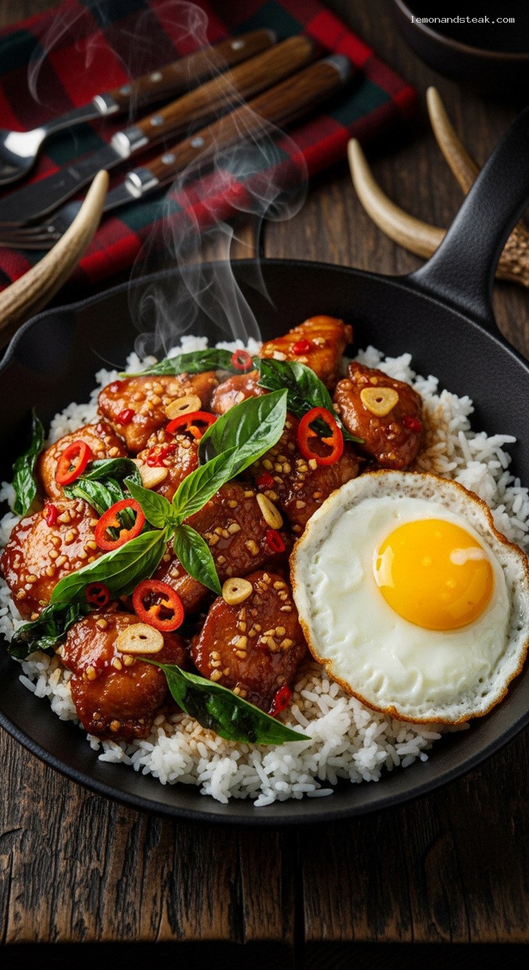 Spicy Thai Basil Chicken Stir-Fry With Jasmine Rice
