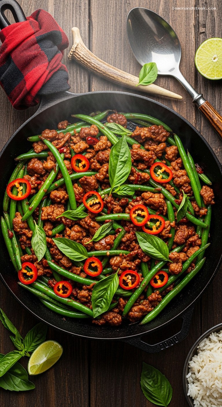 Spicy Thai Basil Pork With Green Beans
