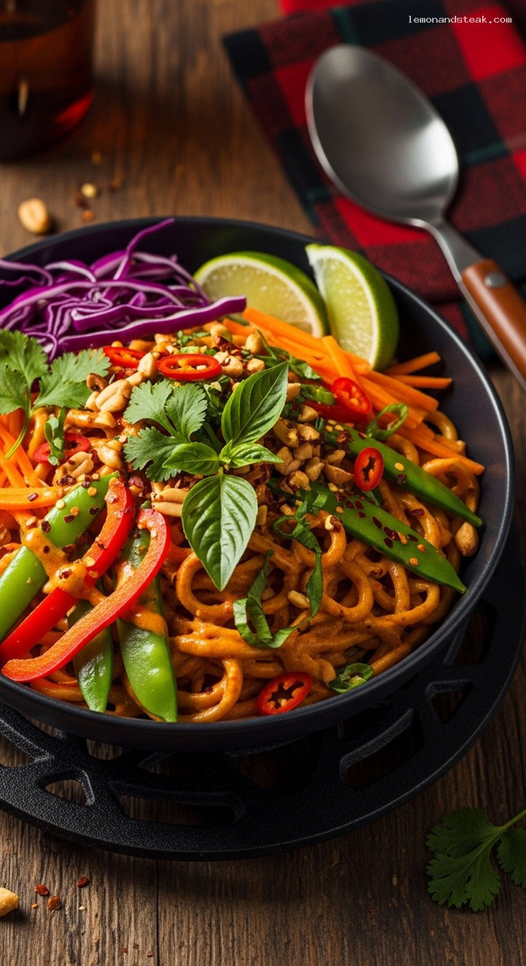 Spicy Thai Coconut Peanut Noodle Bowl