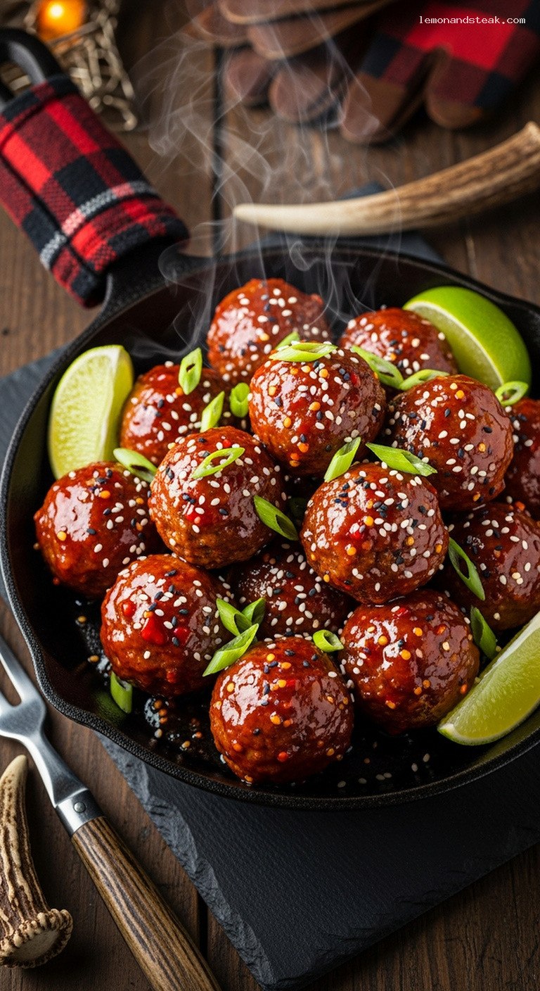 Spicy Thai Sweet Chili Pork Meatballs with Lime and Scallions