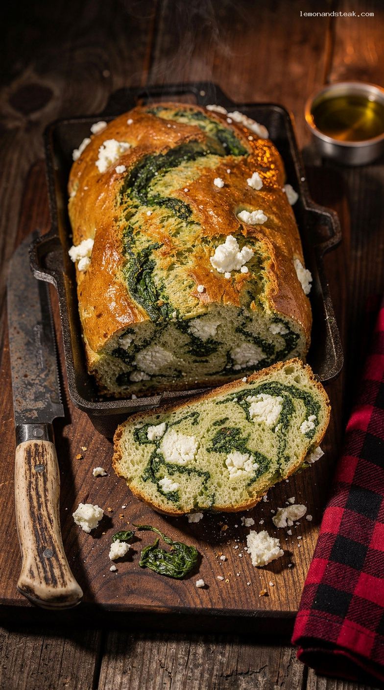 Spinach and Feta Mediterranean Savory Bread Loaf