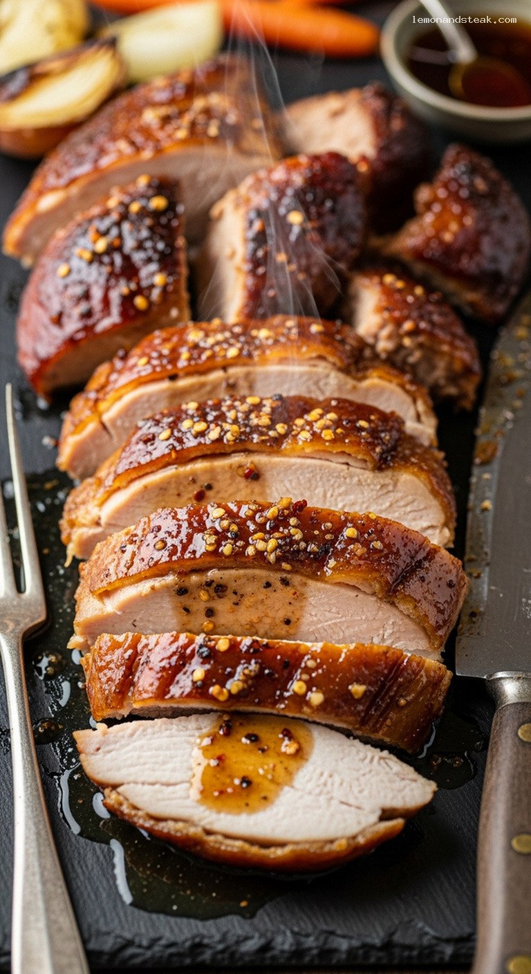 Sticky Garlic Brown Sugar Glazed Turkey – Closeup