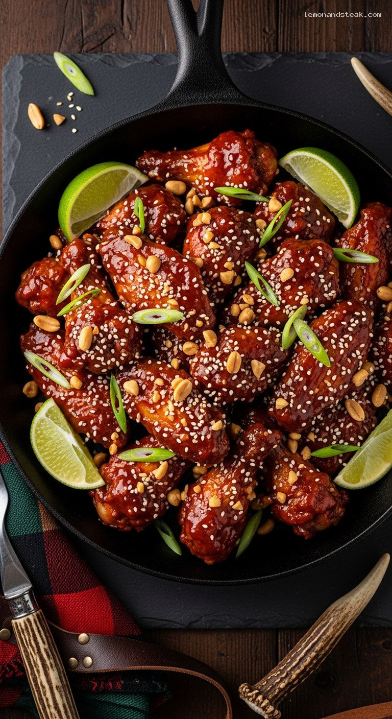 Sticky Peanut Butter Gochujang Chicken Wings