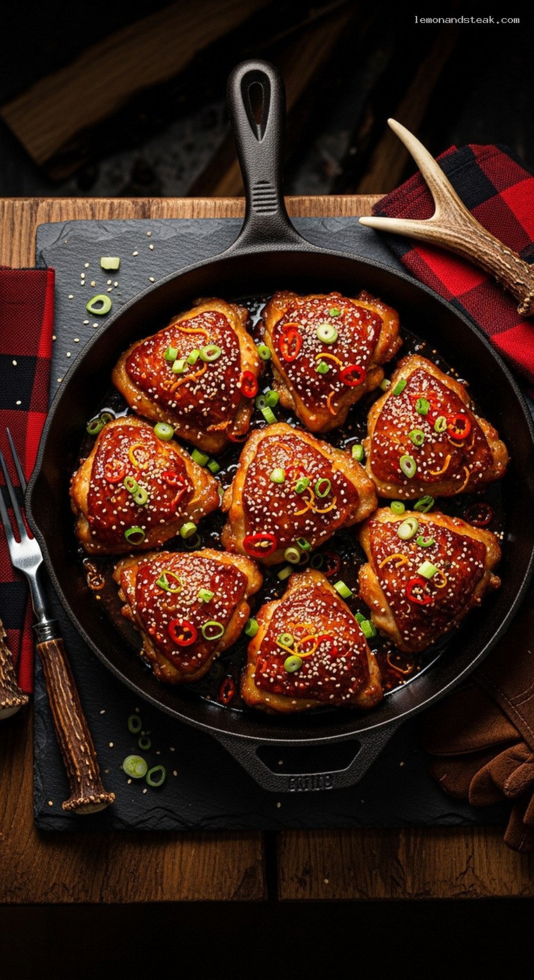 Sticky Spicy Orange Chili Glazed Chicken Thighs