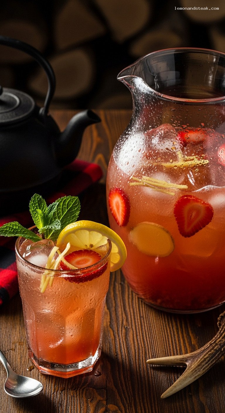 Strawberry Ginger Iced Green Tea Cooler