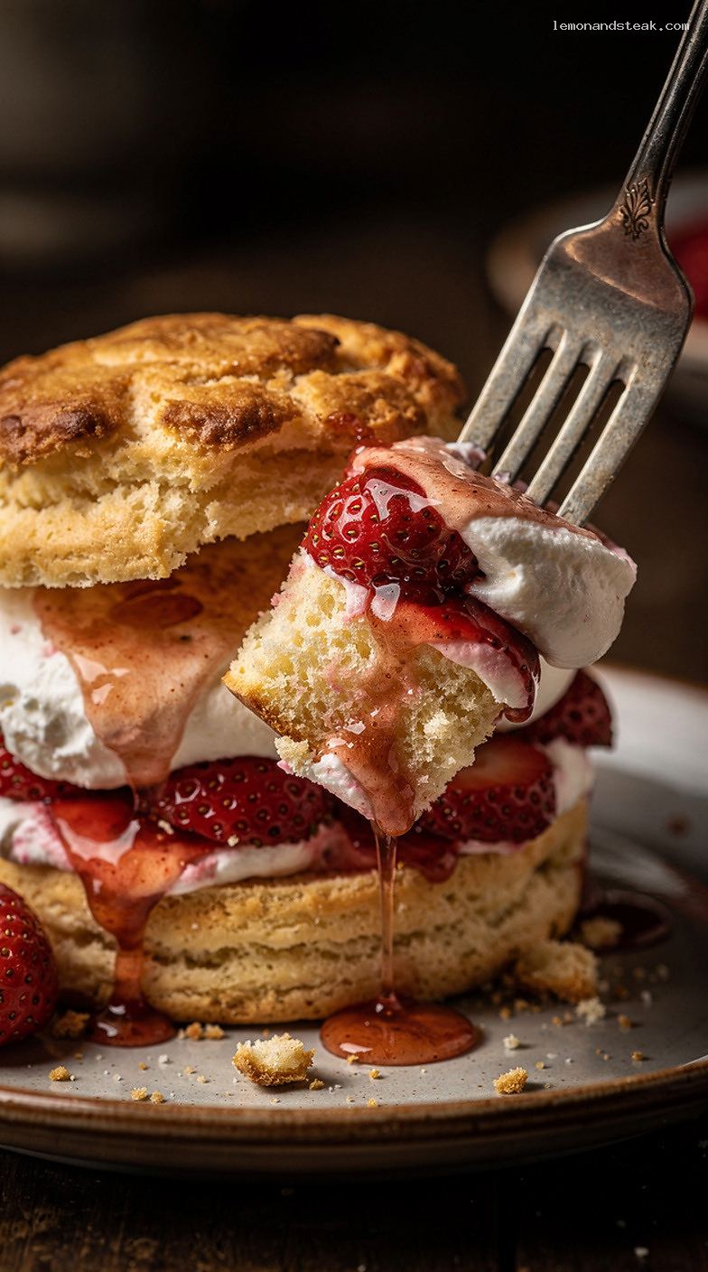 Strawberry Shortcake With Brown Sugar Whipped Cream – Closeup