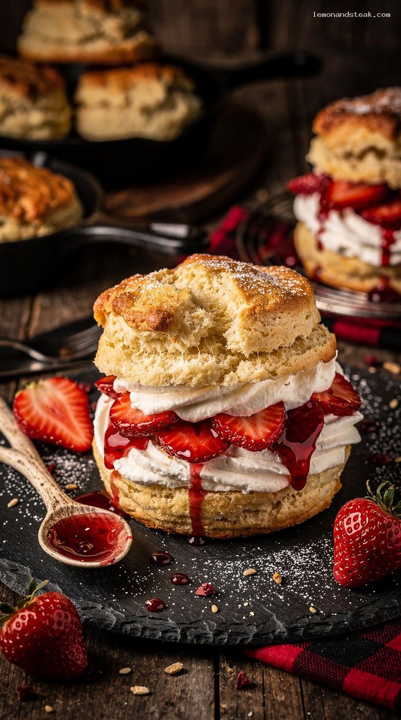 Strawberry Shortcake With Half-and-Half Biscuits and Fresh Whipped Cream