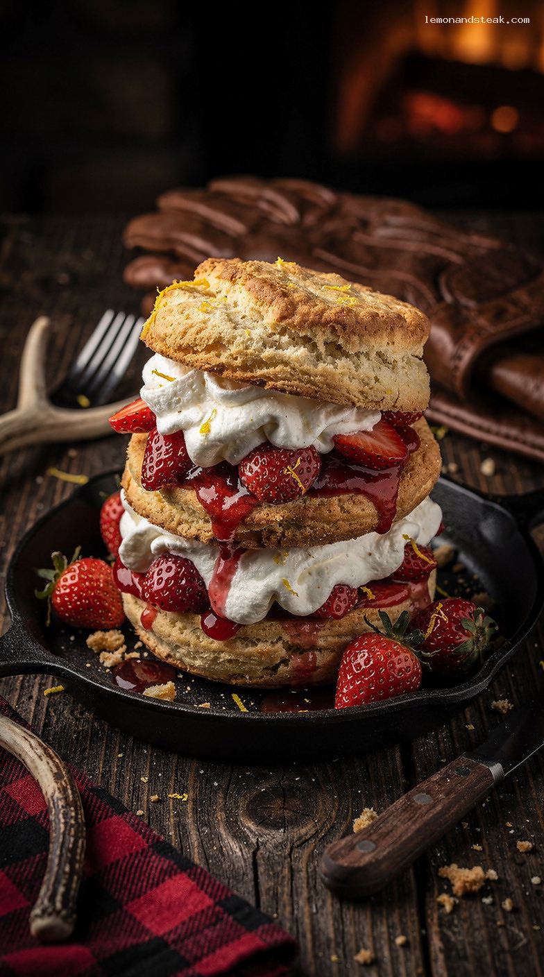 Strawberry Shortcake With Lemon Sugar Berries And Whipped Cream