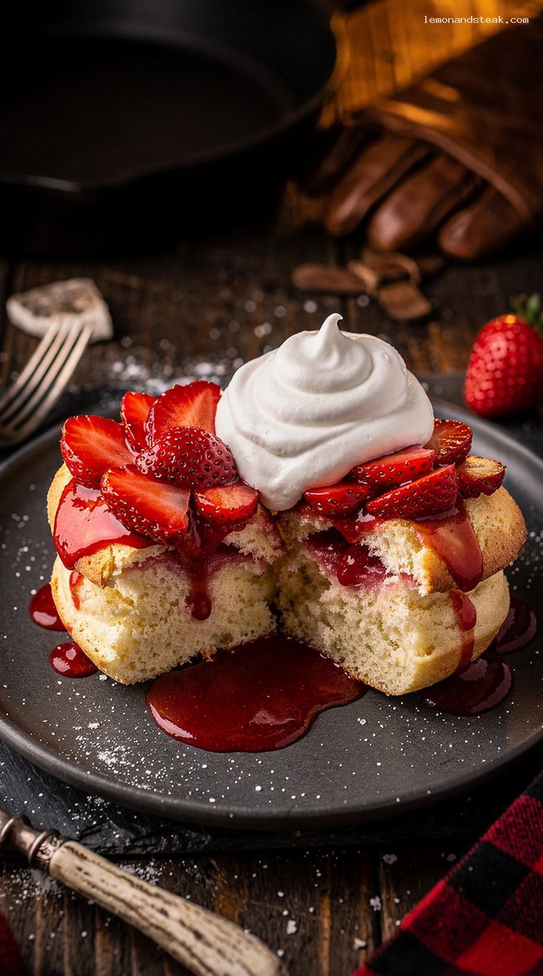 Strawberry Shortcake with Light Drop Biscuits and Fresh Cream