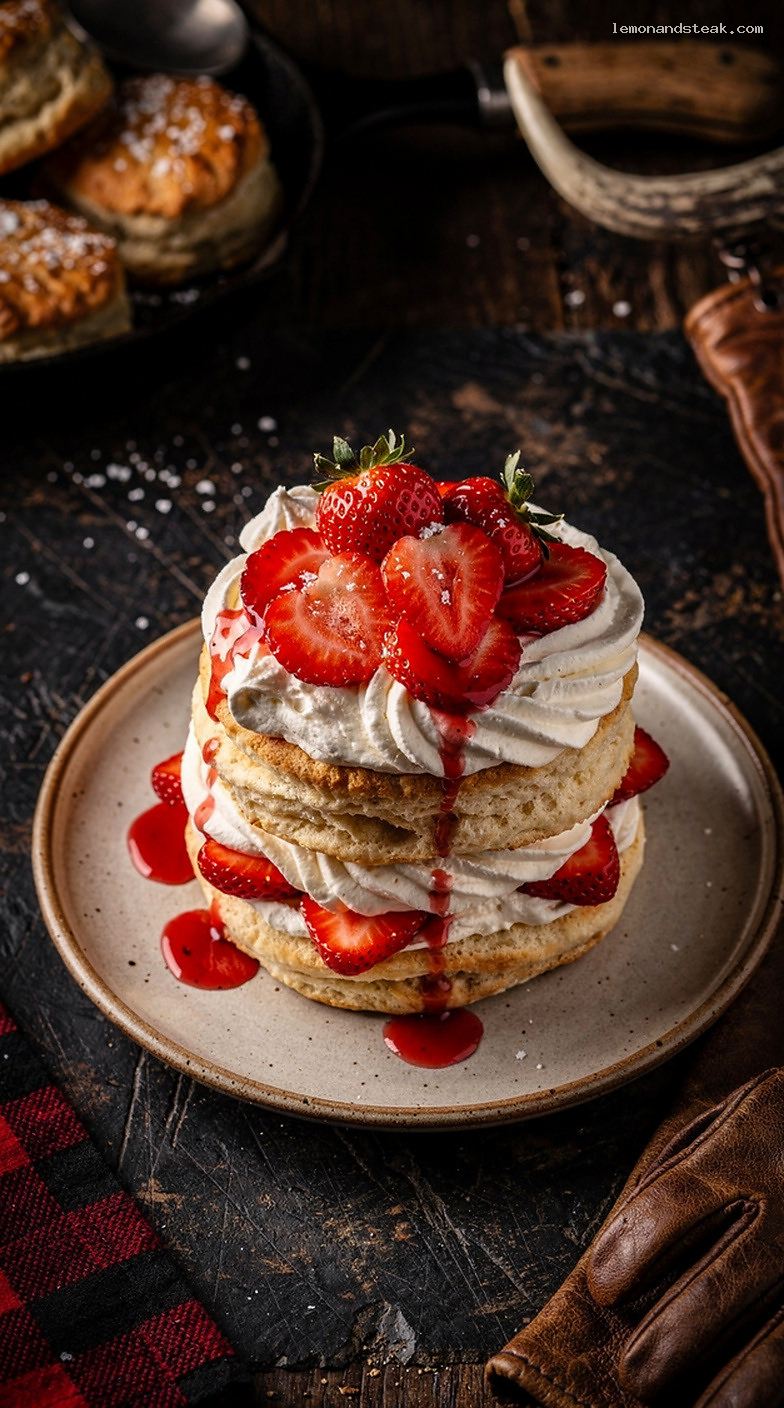 Strawberry Shortcake with Sweet Cream Biscuits and Whipped Cream