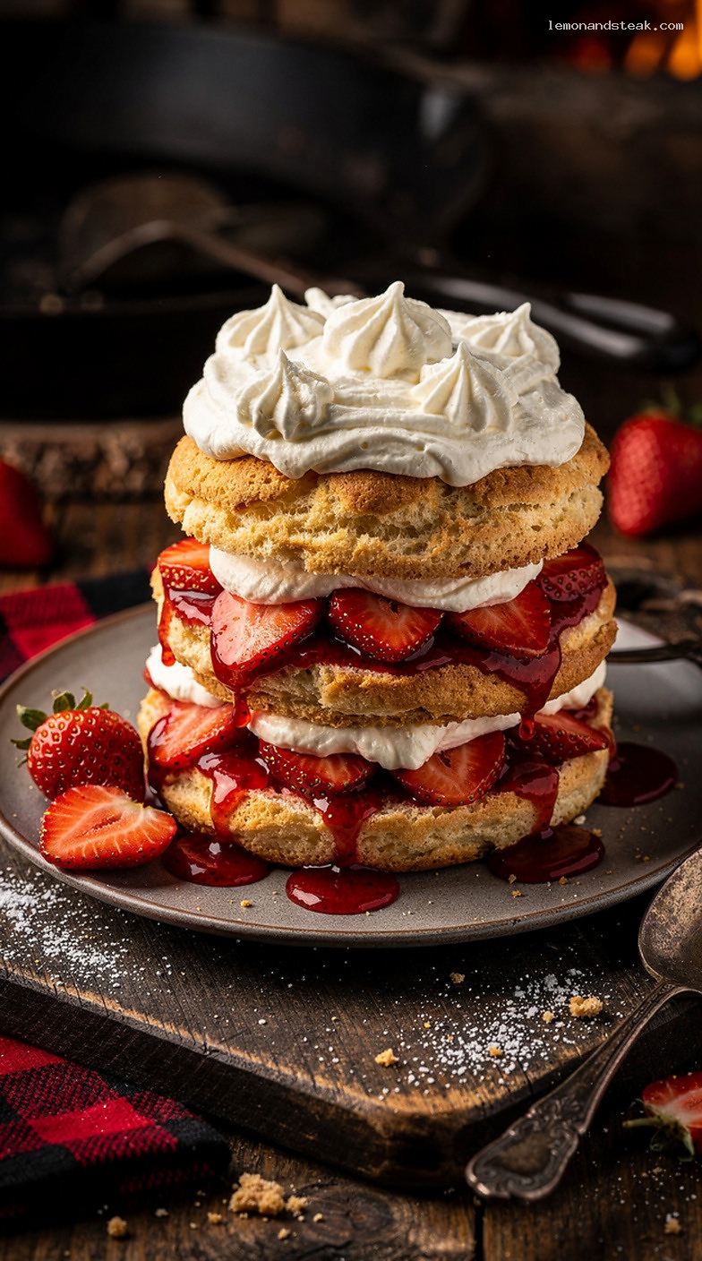 Strawberry Shortcake with Whipped Cream Cheese Topping