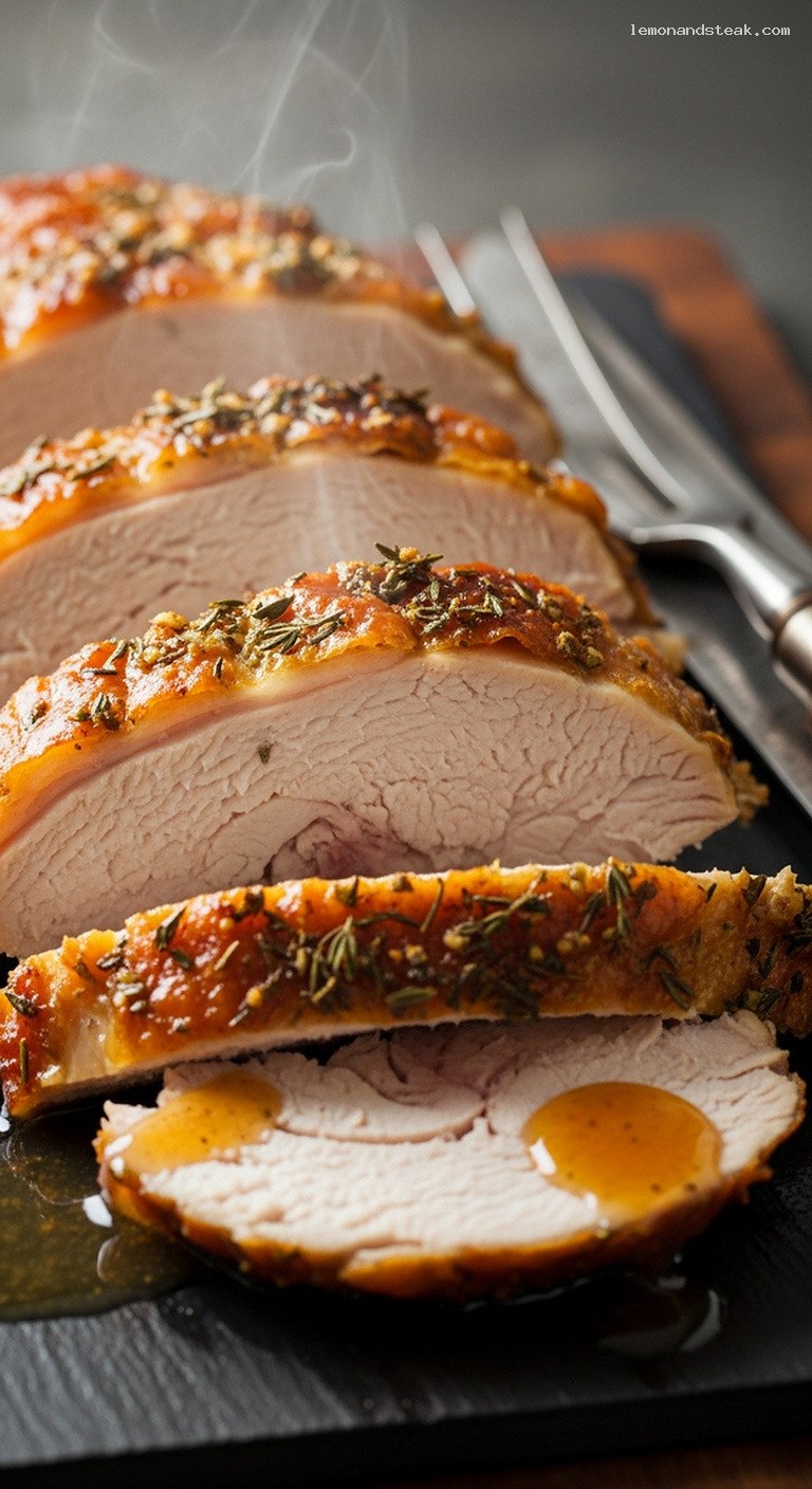 Stuffing-Inspired Herb-Rubbed Roast Turkey – Closeup