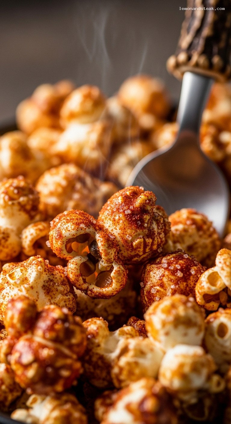 Sweet and Smoky Paprika Butter Popcorn – Closeup