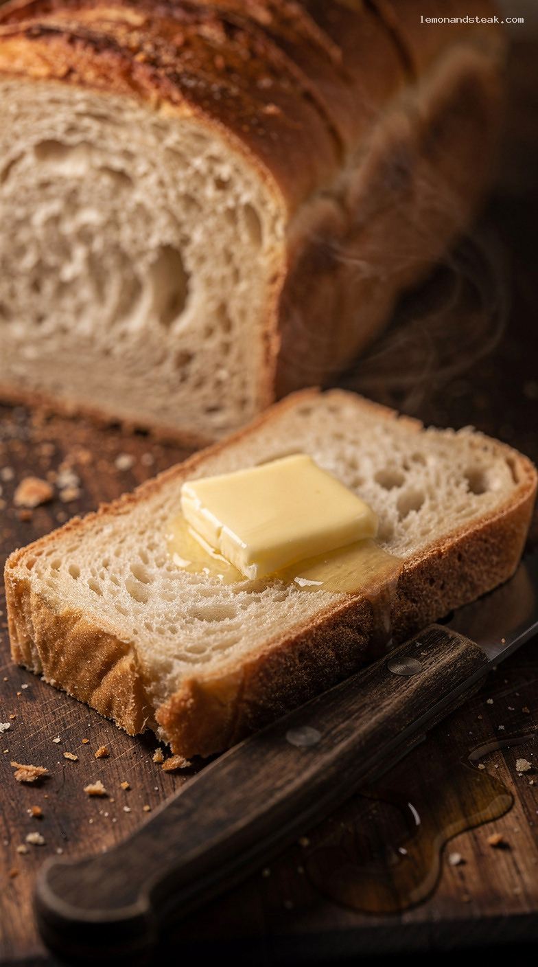 Sweet Cream Butter Bread Loaf with Rich Tender Crumb – Closeup