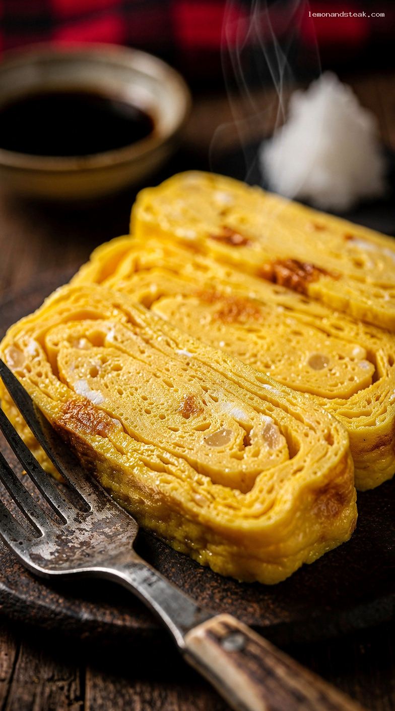 Sweet-Savory Tamagoyaki Japanese Rolled Omelette Recipe – Closeup