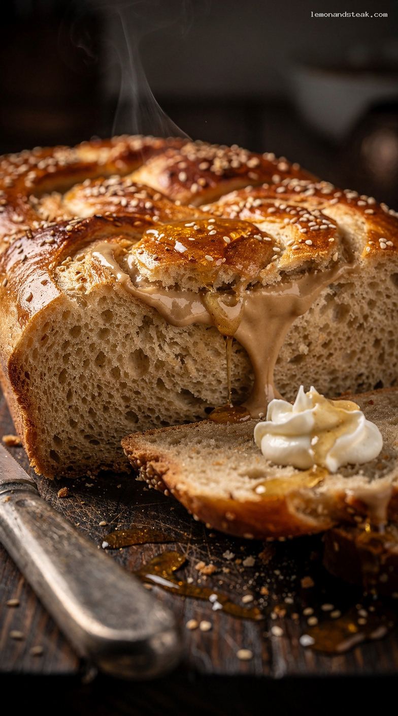 Tahini Honey Yeast Bread with Nutty Sesame Flavor – Closeup