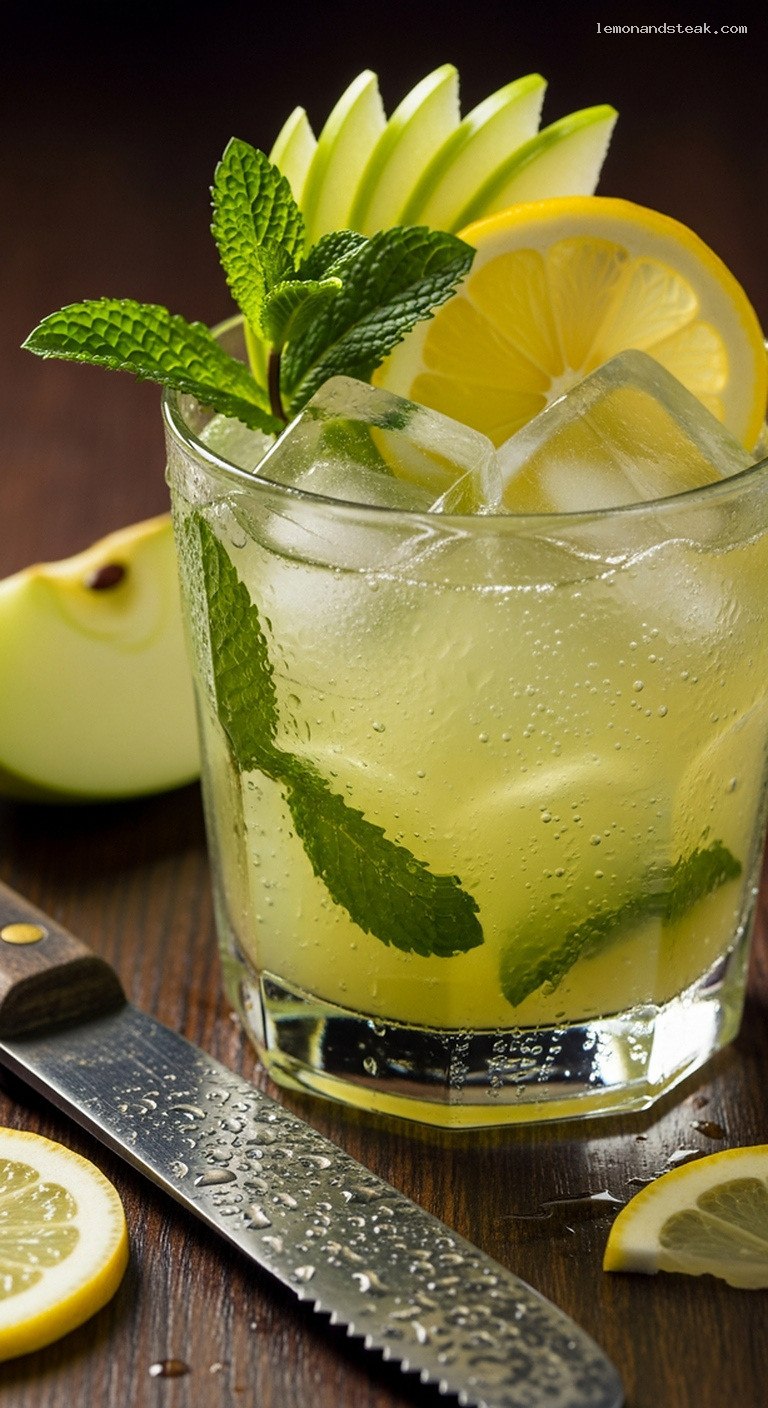 Tart Green Apple Mint Lemonade – Closeup