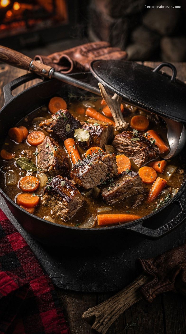 Tender Pork and Carrot Stew with Herbs and Garlic