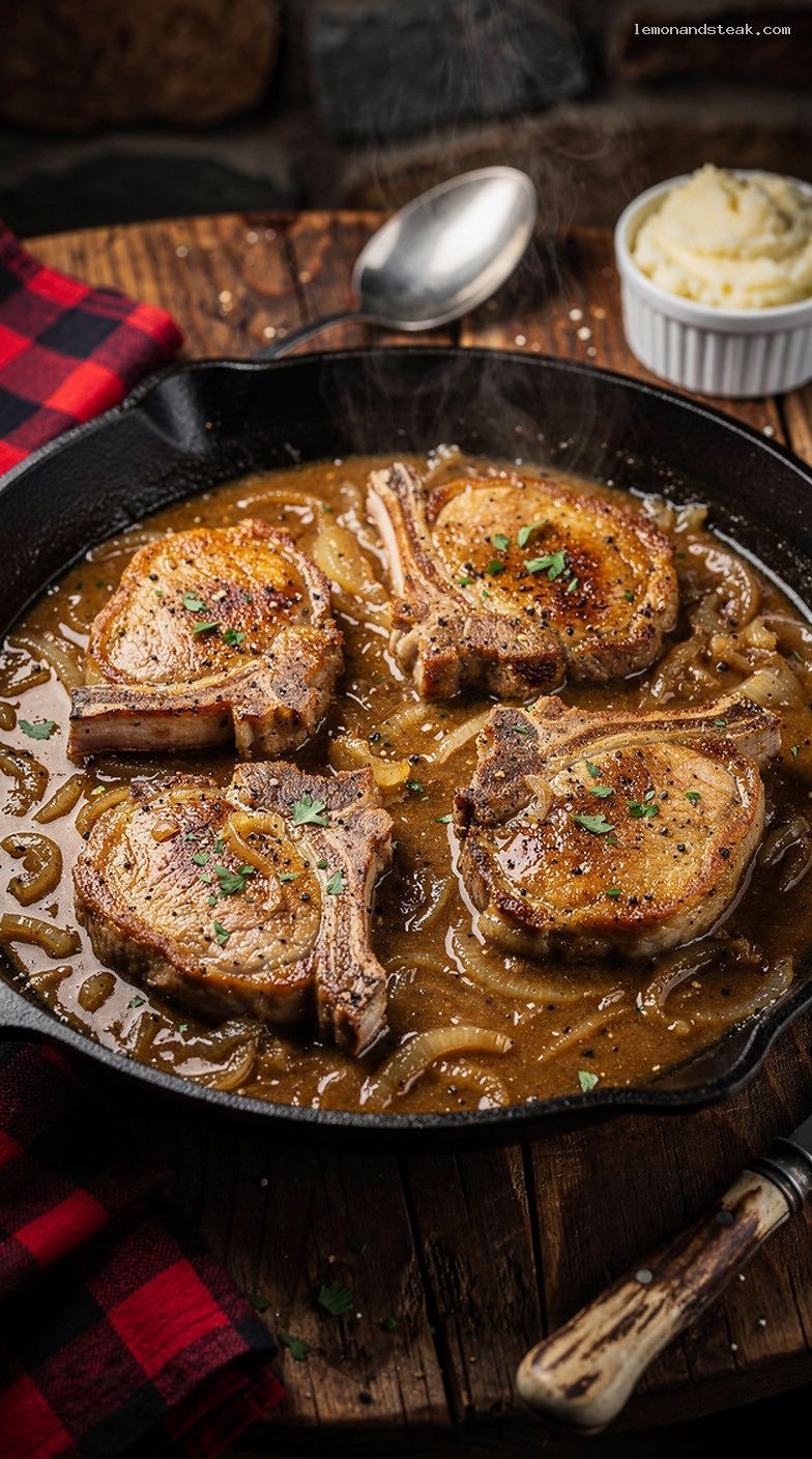 Tender Pork Chops With Onion Soup Gravy