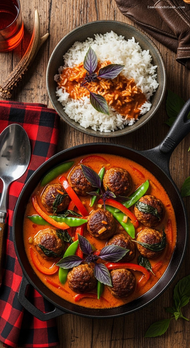 Thai Red Curry Meatball Bowls With Jasmine Rice
